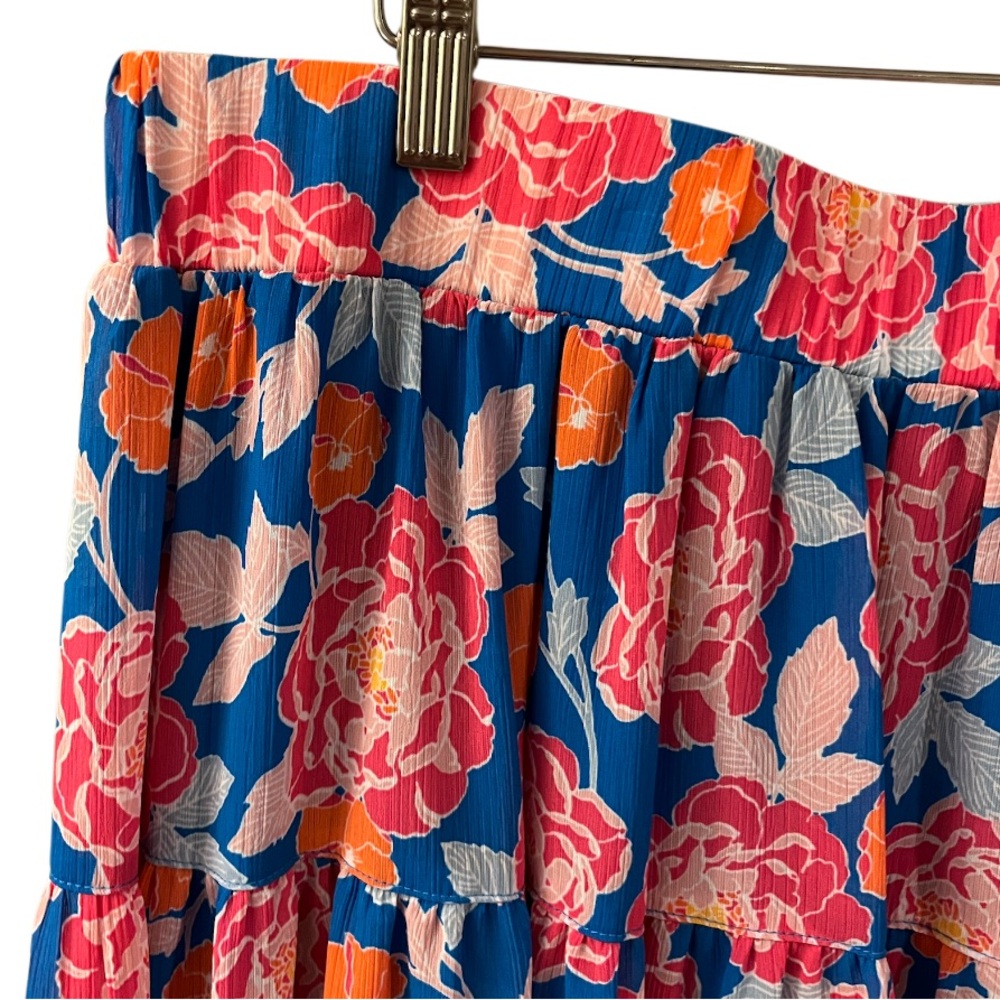 Ruby Rd. Bright Blooms Floral Print Elastic Waist Midi Skirt - Picture 4 of 9
